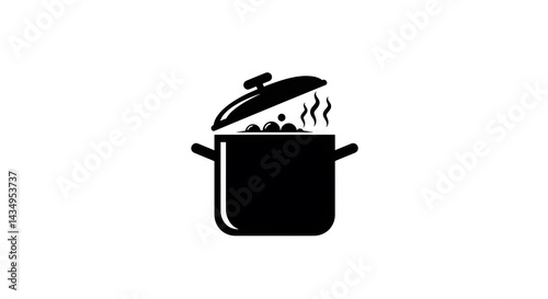 Boiling Pot Silhouette Icon Illustration