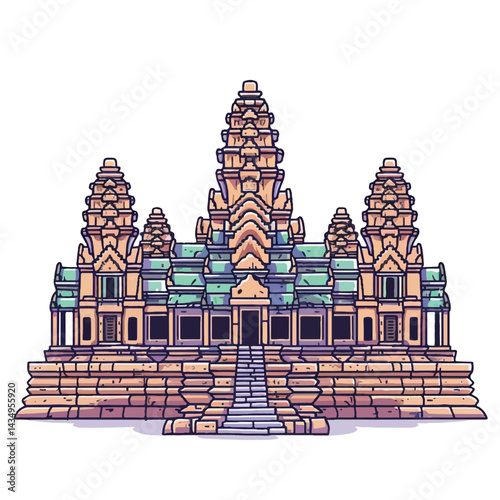A cute of Angkor Wat vector illustration style