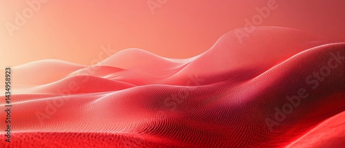 Abstract crimson dunes shimmer softly