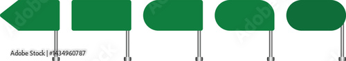 Empty traffic signs. Traffic control signs and road direction signboards. Road traffic signs of different shapes. Street signs. Collection of blank green road sign. Road signs vector illustration