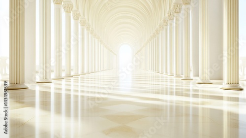 Obraz na płótnie Grand colonnaded hall. Sunlight streams through w salonie