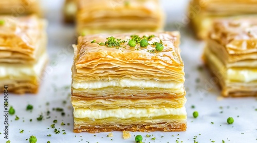Obraz na płótnie Delectable layered pastry squares w salonie