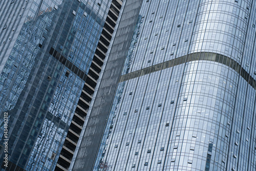 Obraz na płótnie Architecture details Glass wall Modern building exterior Abstract futuristic background. w salonie