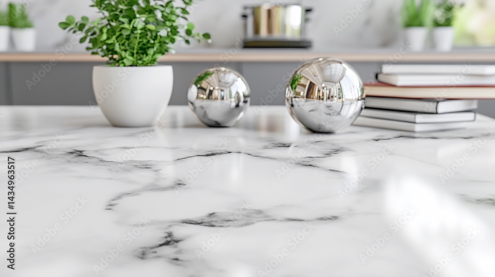 Modern kitchen countertop with decorative elements