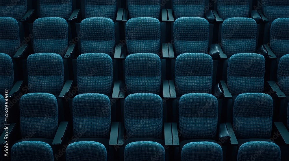 Fototapeta premium American Sport Concept. Empty rows of modern theater seats illuminated with blue light in an artistic arrangement