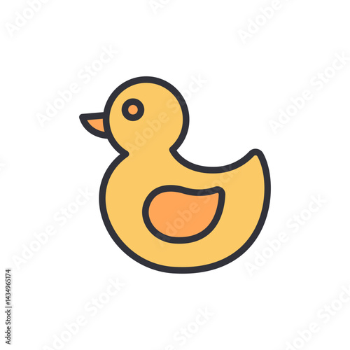 Rubber duck colored icons, minimalist vector illustration ,simple transparent graphic element .Isolated on white background