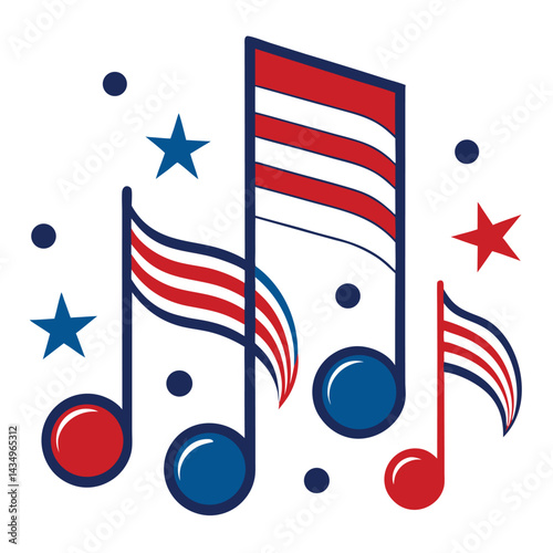 American patriotic music isolated on white background