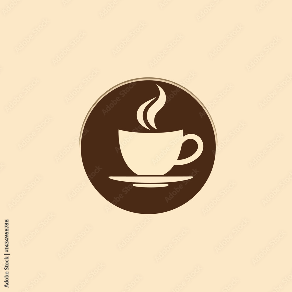 Obraz premium Coffee cup vector graphic design element for cafe menu and branding logo design template with brown color