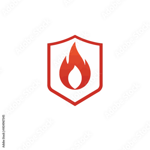 Fire shield logo design vector template for security safety protection and insurance company branding identity