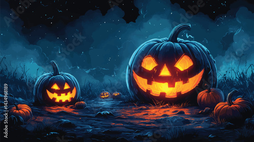  Halloween Night Full of Glowing Gourds.