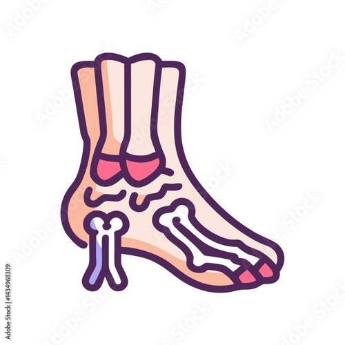 Stylized anatomical foot diagram showcasing bones and structure