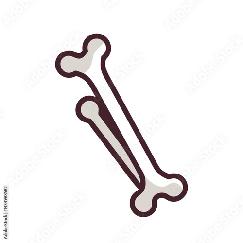 Crossed bones illustration on black background with simple outlines