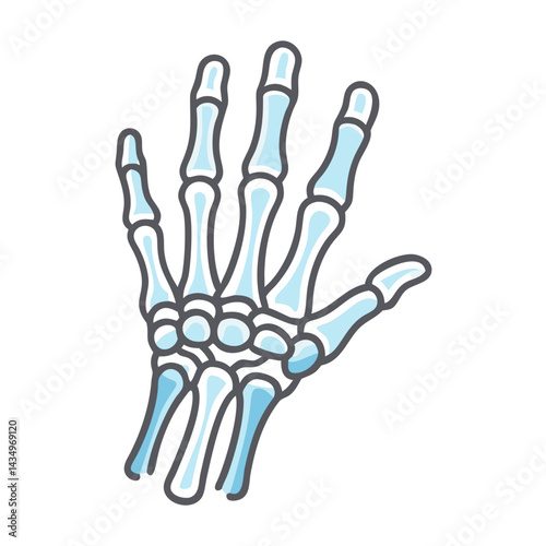 Stylized Hand Skeleton Anatomy Against Dark Background Illustrative Graphic