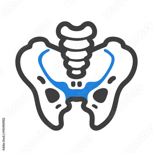 Stylized human pelvic bone illustration on a black background
