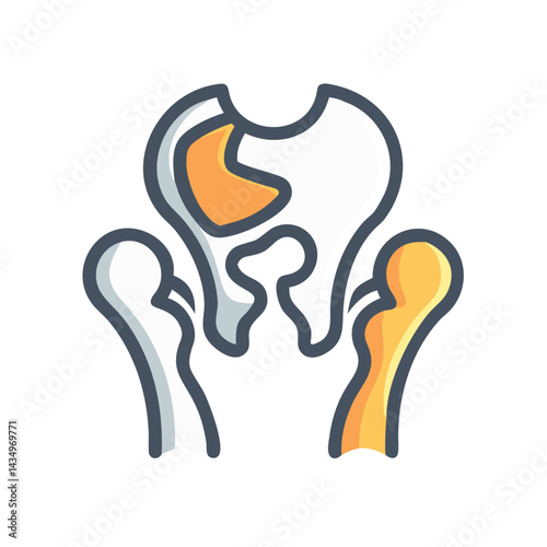 Artistic abstract icon representing tooth structure and supporting bones
