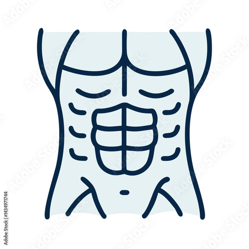 Graphic icon of a muscular torso and abdominal muscles