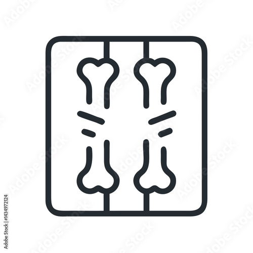 X-ray image icon displaying fractured bone in dark gray