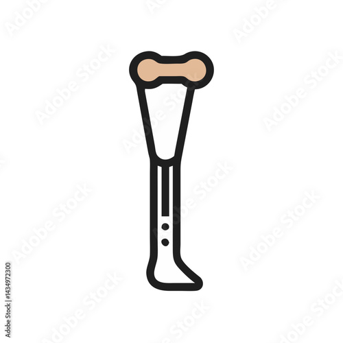 Flat illustration of forearm crutch for mobility assistance
