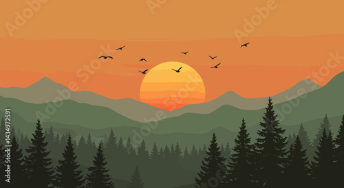 sunset in mountains