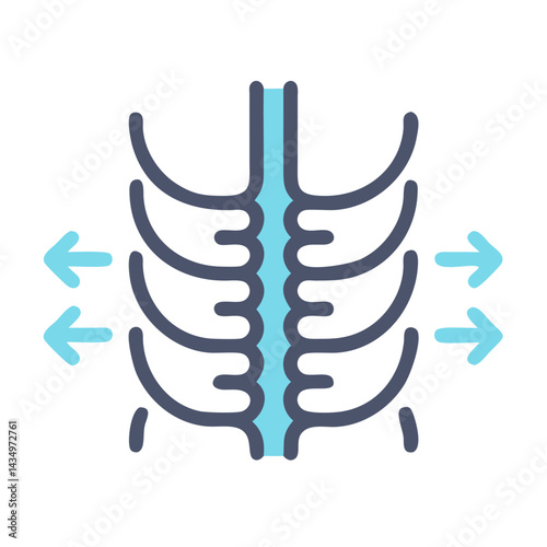 Rib cage expansion illustration demonstrating proper breathing technique