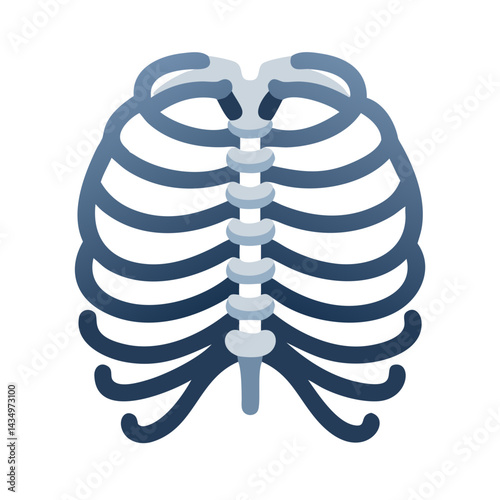 Stylized ribcage illustration with clean lines on black background