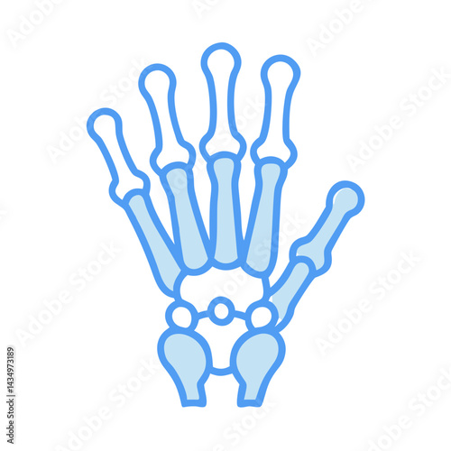 Hand bones illustration showing skeletal structure against a black background
