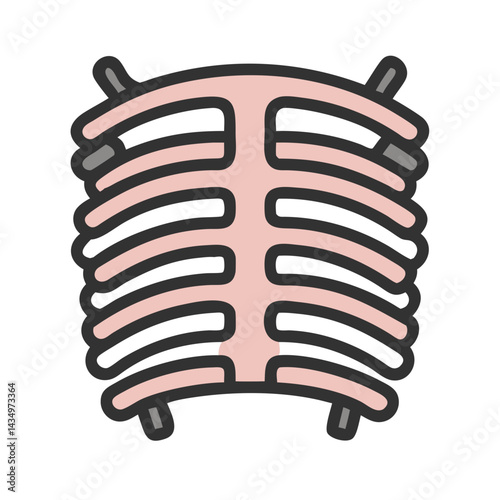 Stylized human rib cage illustration against black background