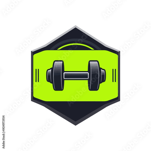 Fitness gym dumbbell workout exercise weightlifting strength training logo design vector illustration