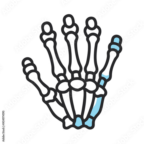 Stylized human hand bones against a black background image