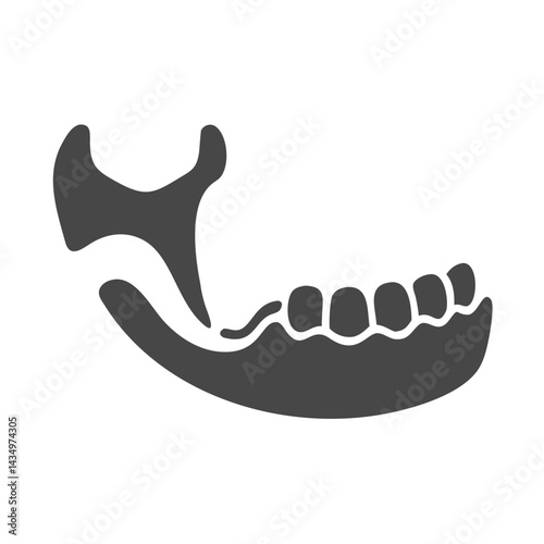 Minimalist jawbone illustration against a dark background for dentistry