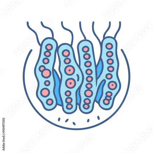 Stylized representation of cells in a biological environment