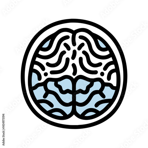 Stylized Brain Anatomy: Medical Illustration on Black Background