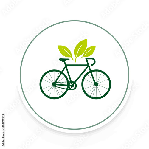 Eco friendly bicycle with leaves vector illustration for sustainable transport and nature conservation