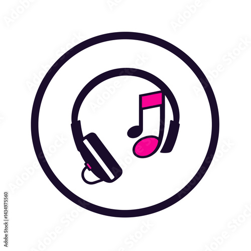Headphones music note icon vector illustration for music app podcast audio book and dj logo design concept