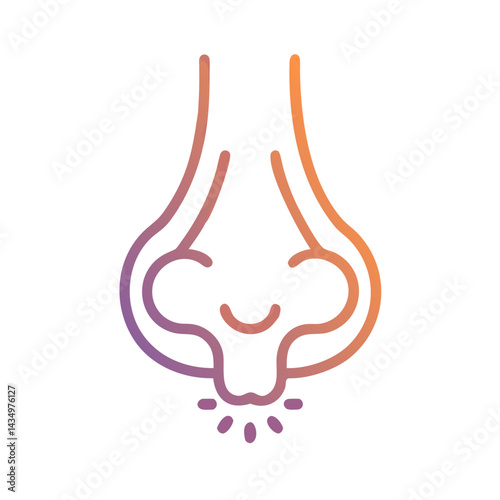 Illustration of human nose in simple gradient color style