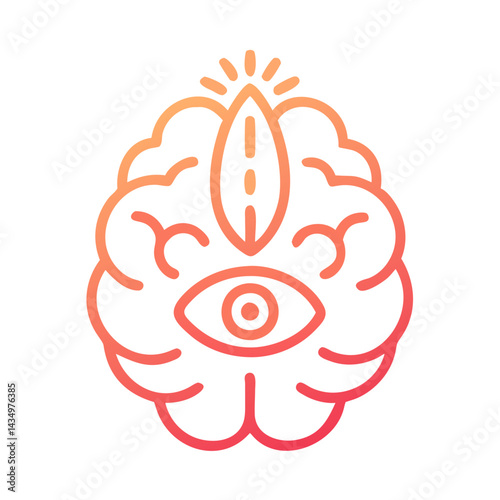 Third eye brain illustration with vision and perception concept