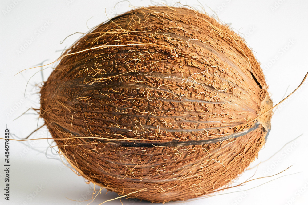 Fresh Coconut on Pristine White Background – Tropical Concept Fresh Coconut on Pristine White Background – Tropical Concept