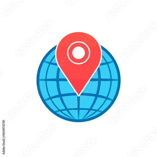 Location finder global map pin point gps navigation worldwide travel destination search icon vector design