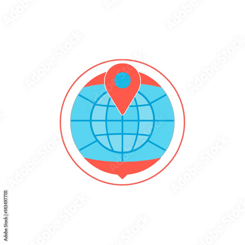 Global location pin icon vector for map travel destination gps navigation and worldwide business design