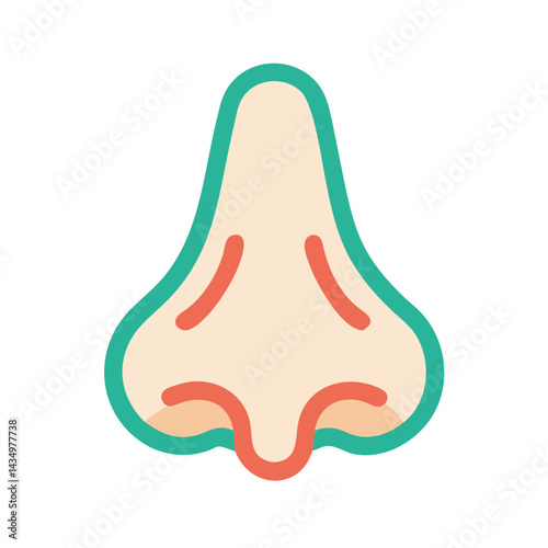 Human nose illustration with bright colors on black background