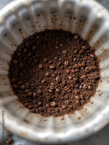 finely ground coffee in a portafilter, ready to be tamped for espresso extraction