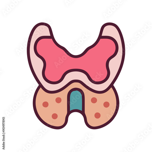 Stylized illustration of the thyroid gland on black background