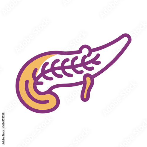Human pancreas illustration in flat style on black background