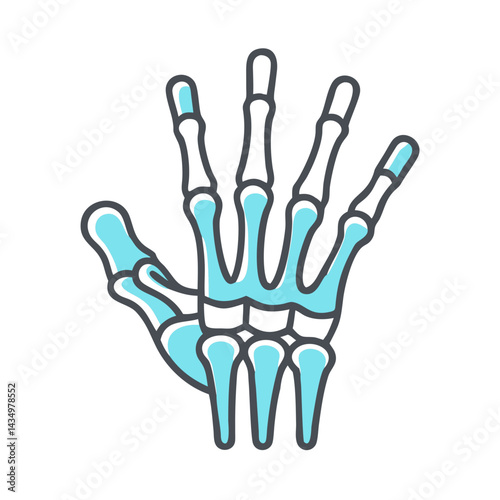 Human hand bones vector graphic illustration on black background