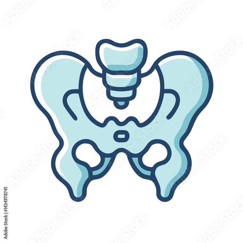 Minimalist illustration of pelvis bone on black background