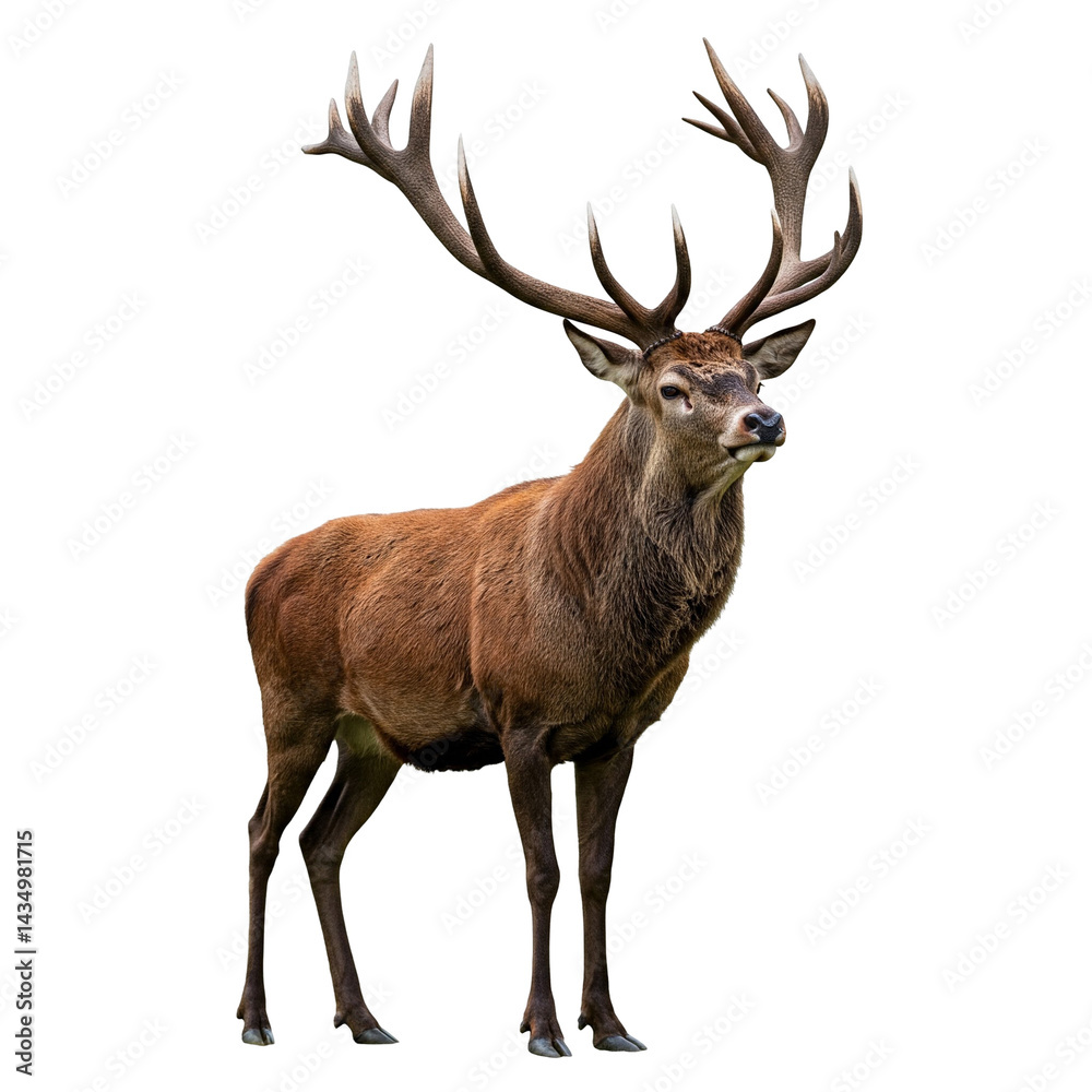 Majestic Male Deer Displaying large Antlers Against a Dark Background, Capturing the Beauty of Wildlife in its Natural Habitat