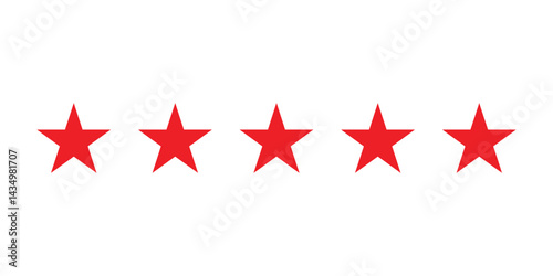 red 5 Stars Silhouette Vector Illustration