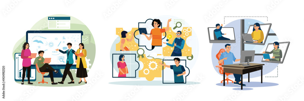 The concept of teamwork and business team communication. The concept of teamwork and business team communication.