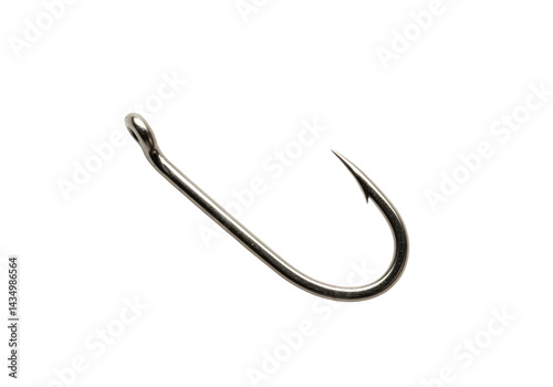 Close up of a single fishing hook isolated on transparent background