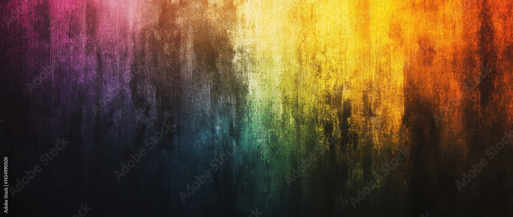 Fototapeta premium Colorful rainbow gradient background with vibrant hues of purple, blue, green, yellow, and orange creating stunning visual effect. texture adds depth and emotion to image